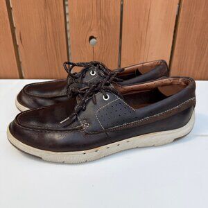 Clarks Unmaslow Edge Mens Size 12 M Brown Leather Casual Lace up Moc Toe Loafers